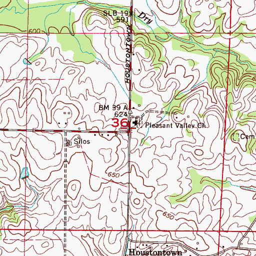 Topographic Map of Pleasant Valley Baptist Church, AL