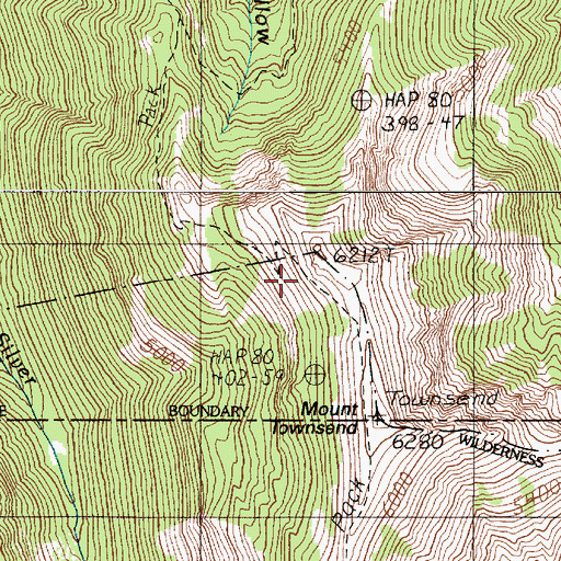 Topographic Map of Mount Townsend Lookout, WA