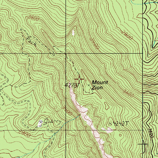 Topographic Map of Mount Zion Lookout, WA
