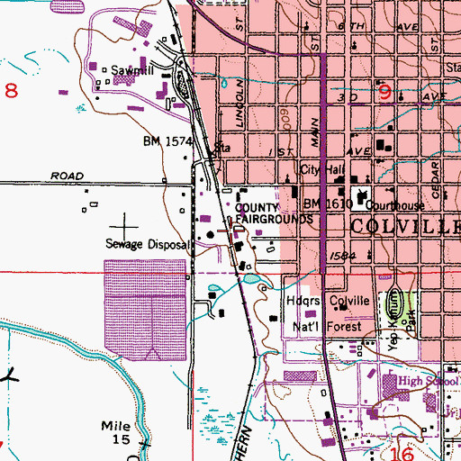 Topographic Map of Northeast Washington Fairgrounds, WA
