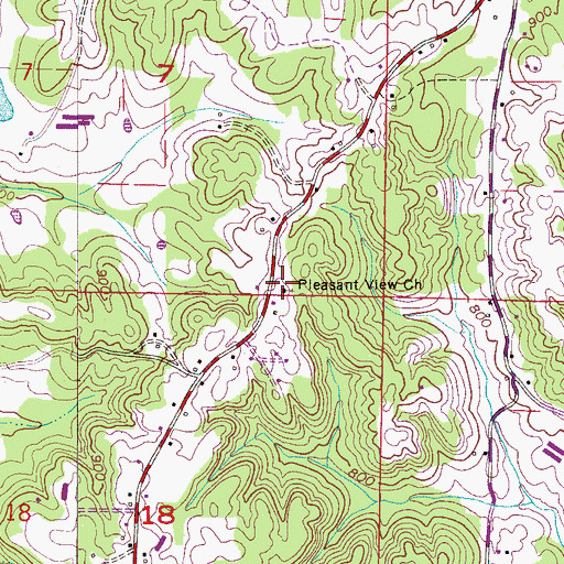 Topographic Map of Pleasant View Congregational Methodist Church, AL