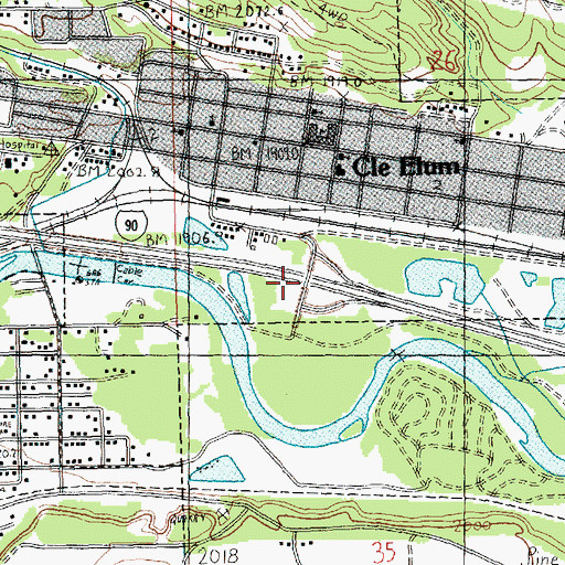 Topographic Map of Oakes Avenue Interchange, WA