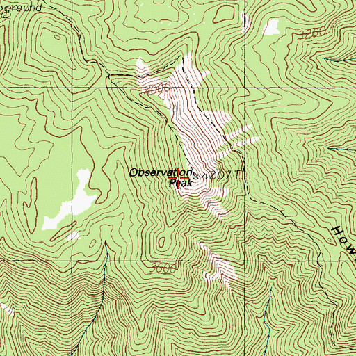 Topographic Map of Observation Peak Lookout, WA