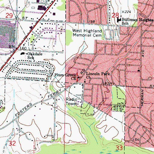 Topographic Map of Plum Grove Baptist Church, AL