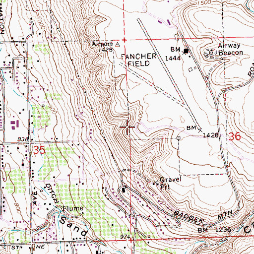 Topographic Map of Pangborn Memorial Park, WA