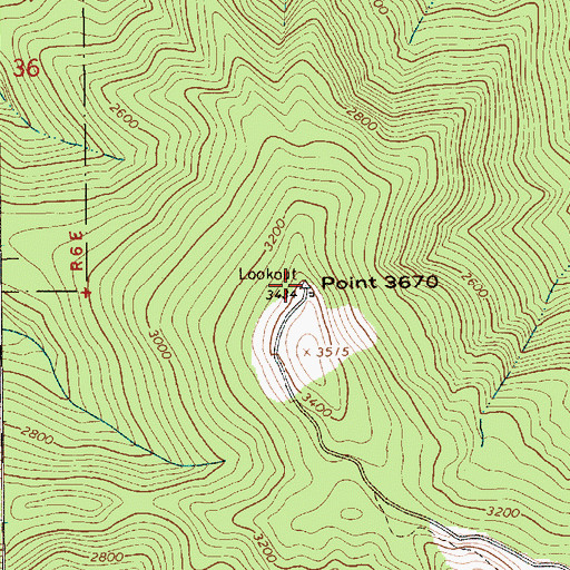 Topographic Map of Point 3670 Lookout, WA