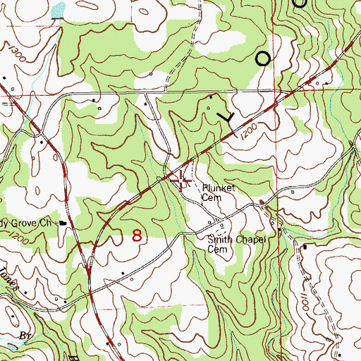 Topographic Map of Plunket Cemetery, AL