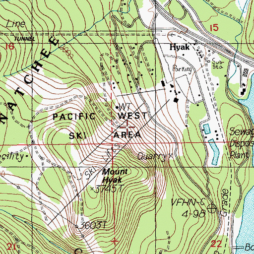 Topographic Map of Pacific West Ski Area, WA