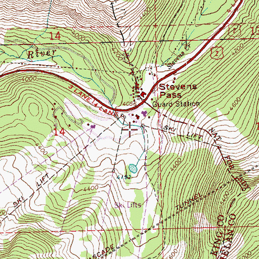 Topographic Map of Pacific Crest Trailhead, WA