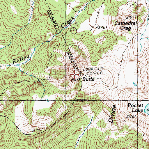 Topographic Map of Park Butte Lookout, WA