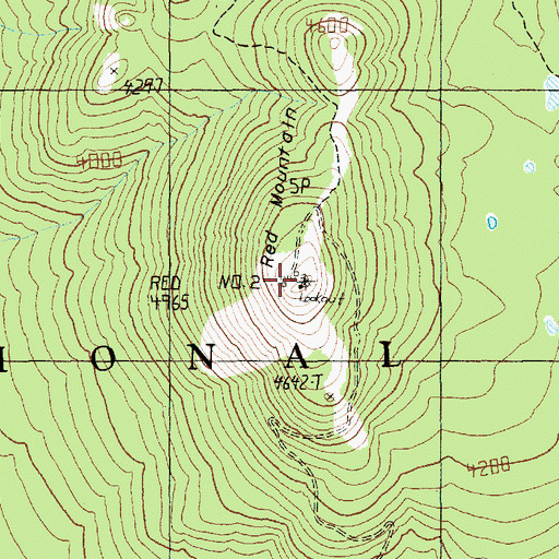 Topographic Map of Red Mountain Lookout, WA