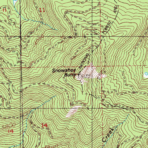 Topographic Map of Snowshoe Butte Lookout, WA