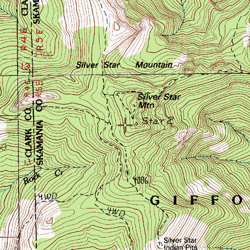 Topographic Map of Silver Star Mountain Lookout, WA