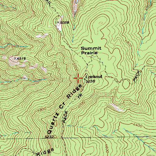 Topographic Map of Summit Prairie Lookout, WA