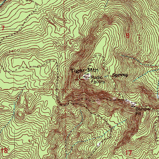 Topographic Map of Tiger Mountain Lookout, WA