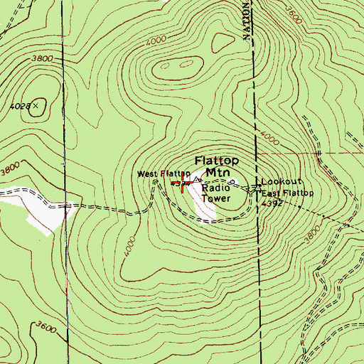 Topographic Map of West Flattop Lookout, WA