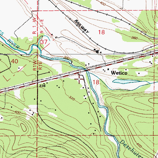 Topographic Map of Wetica, WA