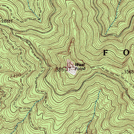 Topographic Map of West Point Lookout, WA