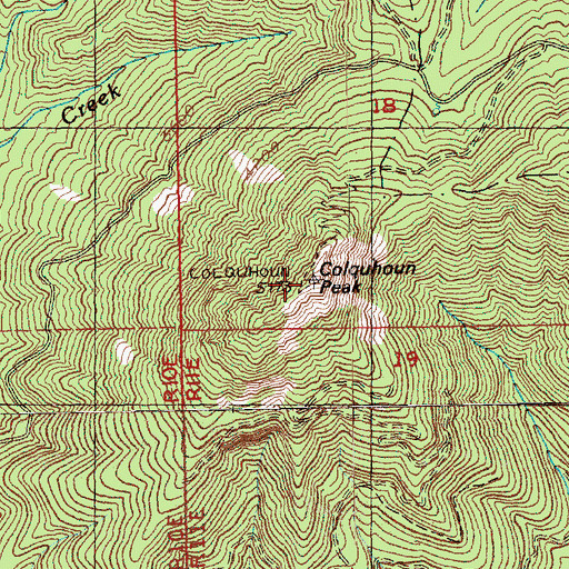 Topographic Map of Colquhoun Peak Lookout, WA