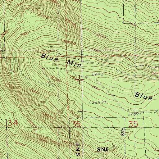 Topographic Map of Blue Mountain Lookout, WA