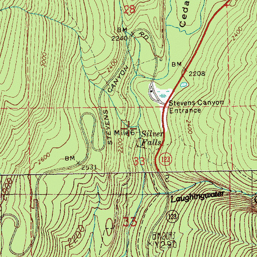 Topographic Map of Fall Creek, WA