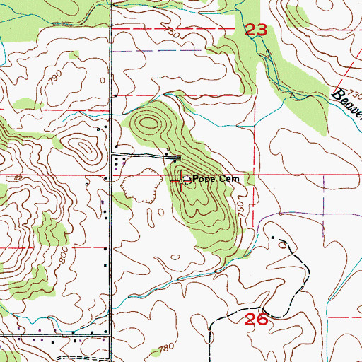 Topographic Map of Pope Cemetery, AL