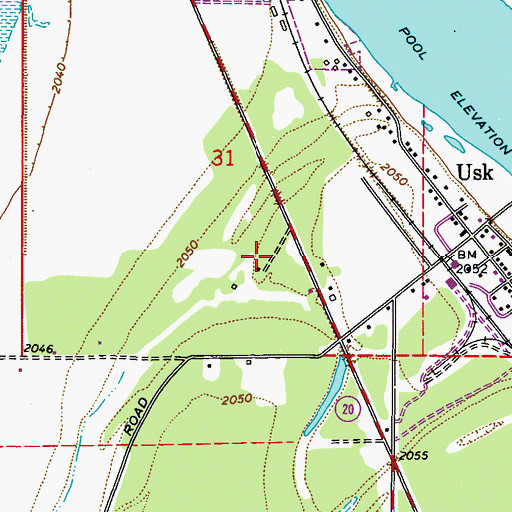 Topographic Map of Onserud Airfield (historical), WA
