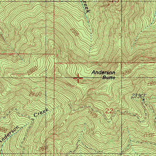 Topographic Map of Anderson Butte Lookout, WA