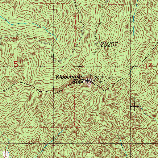 Topographic Map of Kloochman Rock Lookout, WA