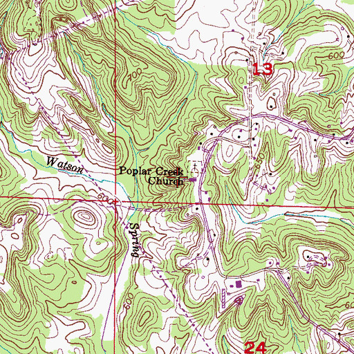 Topographic Map of Poplar Creek Missionary Baptist Church, AL