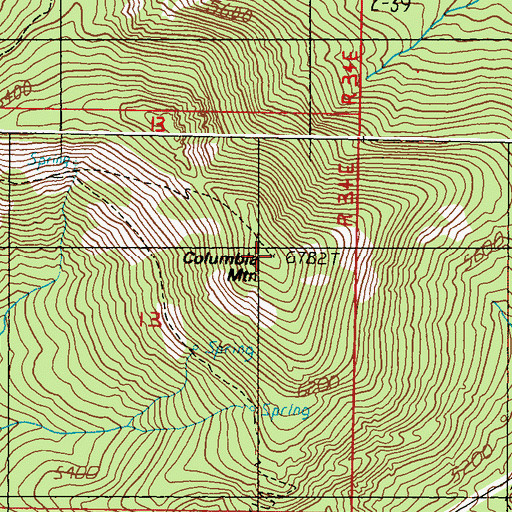 Topographic Map of Columbia Mountain Lookout, WA