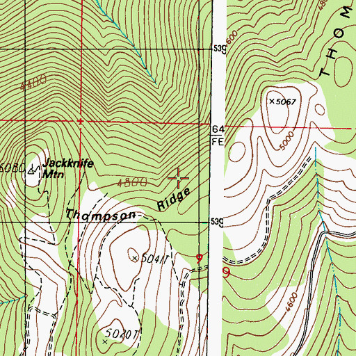 Topographic Map of Jackknife Mountain Lookout, WA