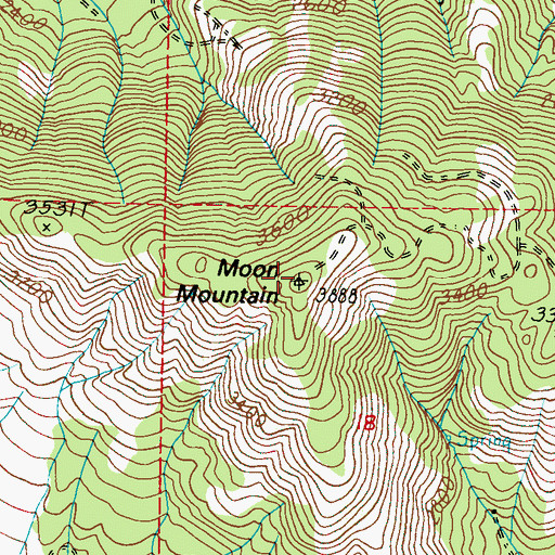 Topographic Map of Moon Mountain Lookout, WA