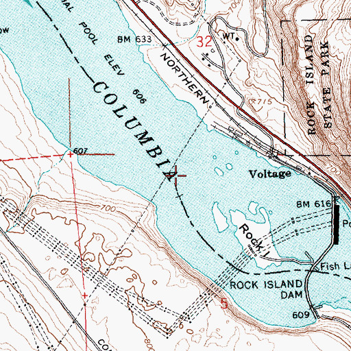 Topographic Map of Rock Island Pool, WA