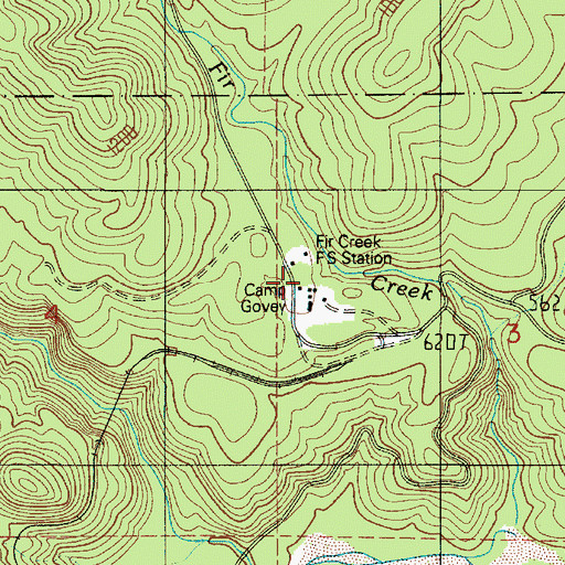 Topographic Map of Camp Govey, WA