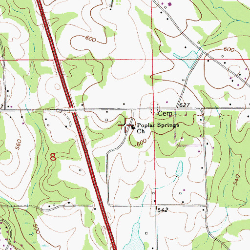 Topographic Map of Poplar Springs Baptist Church, AL