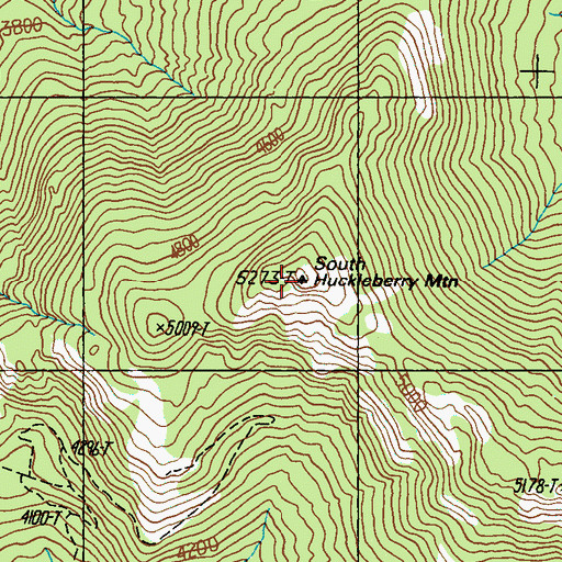 Topographic Map of South Huckleberry Mountain Lookout, WA