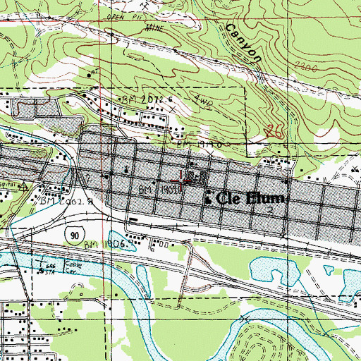 Topographic Map of Cle Elum Elementary and High School, WA