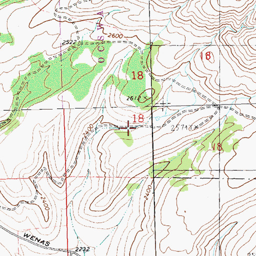 Topographic Map of Oak Creek State Wildlife Area, WA