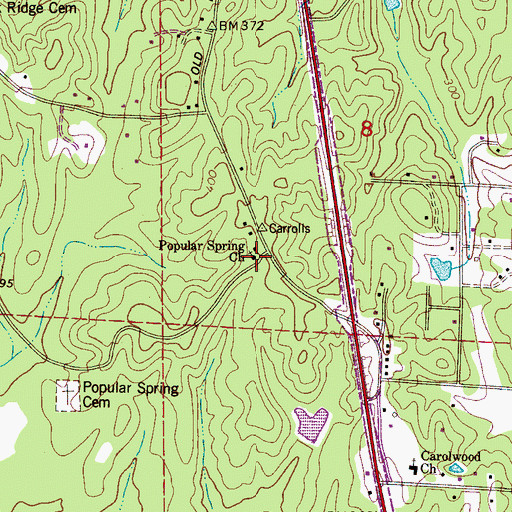 Topographic Map of Popular Spring Christian Methodist Episcopal Church, AL