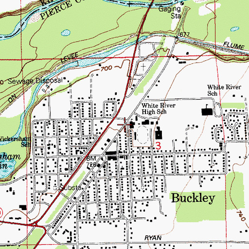 Topographic Map of White River Junior and Senior High School, WA