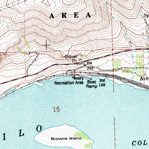 Topographic Map of Avery Recreation Area, WA