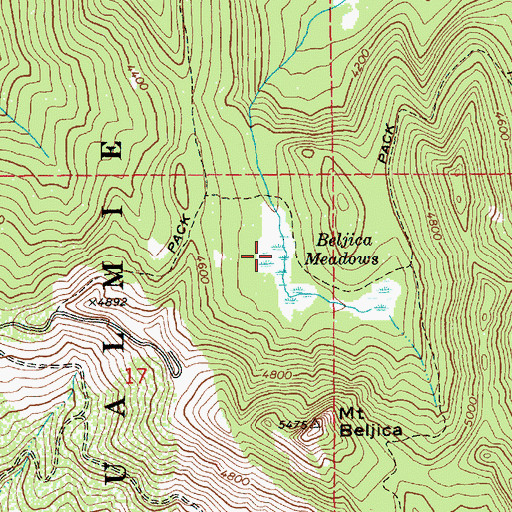 Topographic Map of Beljica Meadows Lake, WA
