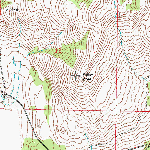 Topographic Map of Kelley Mountain, WA