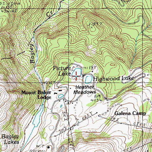 Topographic Map of Mount Baker Lodge Lakes, WA