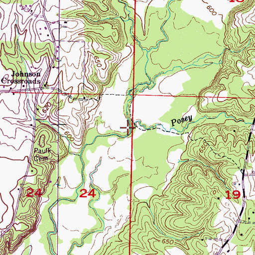 Topographic Map of Posey Branch, AL