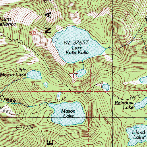 Topographic Map of Little Kulla Lake, WA