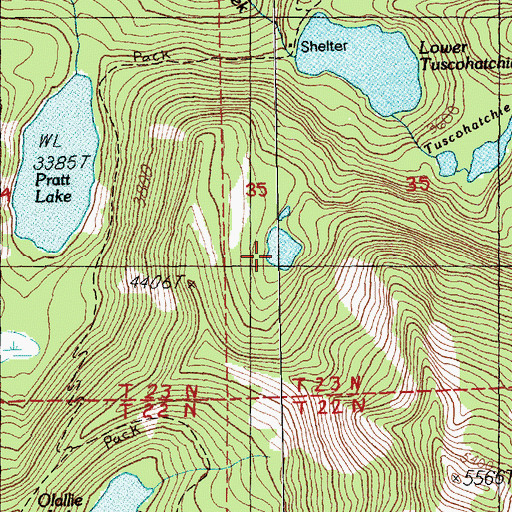 Topographic Map of Little Pratt Lake, WA