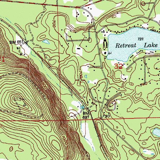 Topographic Map of Little Retreat Lake, WA