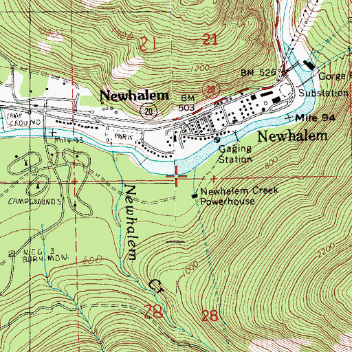 Topographic Map of Ladder Creek Falls, WA